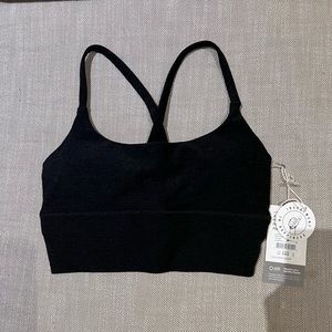 NWT Vuori Long Line Elevation Bra. Color is black heather. XS